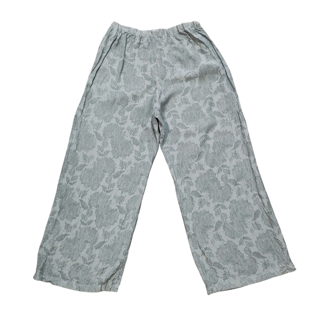 CP Shades Sage Green Floral Jacquard Wide Leg Pants Pull On Resort Boho Size M - Picture 3 of 10
